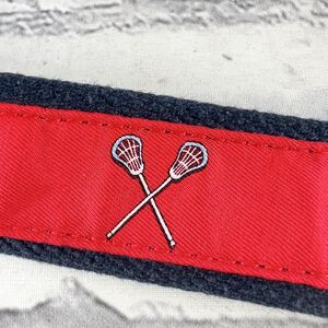 Vineyard Vines Men’s Sz 32 Belt Lacrosse Sticks Leather Canvas Brass Buckle Red
